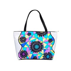 Neon Geometric Flowers  Classic Shoulder Handbag by okhismakingart