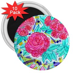 Roses And Movie Theater Carpet 3  Magnets (10 Pack) 