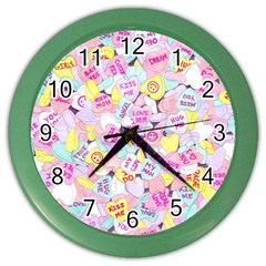 Candy Hearts (sweet Hearts-inspired) Color Wall Clock by okhismakingart