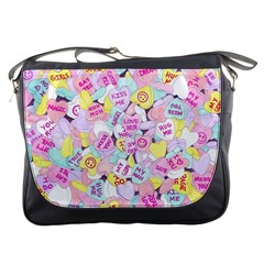 Candy Hearts (sweet Hearts-inspired) Messenger Bag by okhismakingart