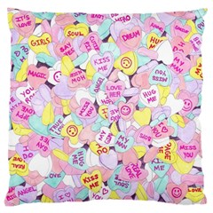 Candy Hearts (sweet Hearts-inspired) Large Cushion Case (one Side) by okhismakingart