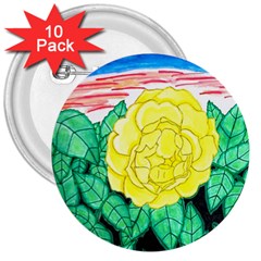 Sunset Rose Watercolor 3  Buttons (10 Pack) 