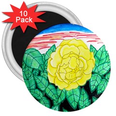 Sunset Rose Watercolor 3  Magnets (10 Pack)  by okhismakingart