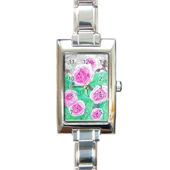 Roses With Gray Skies Rectangle Italian Charm Watch