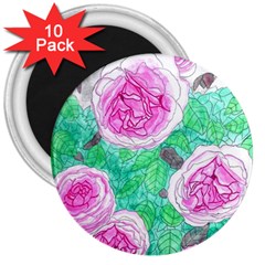 Roses With Gray Skies 3  Magnets (10 Pack)  by okhismakingart