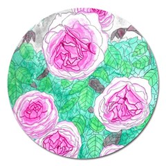 Roses With Gray Skies Magnet 5  (round) by okhismakingart