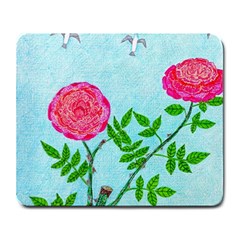 Roses and Seagulls Large Mousepads