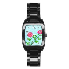 Roses And Seagulls Stainless Steel Barrel Watch by okhismakingart