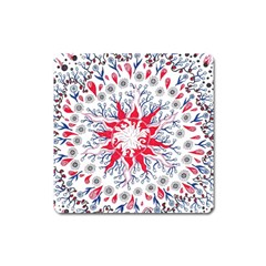 Flaming Sun Abstract Square Magnet by okhismakingart