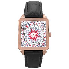 Flaming Sun Abstract Rose Gold Leather Watch  by okhismakingart