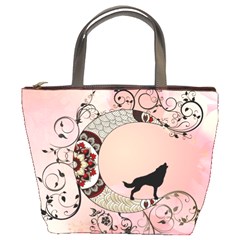 Wonderful Mandala Moon With Wolf Bucket Bag by FantasyWorld7