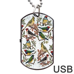 Vintage Birds Dog Tag Usb Flash (two Sides) by Valentinaart