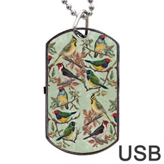 Vintage Birds Dog Tag Usb Flash (two Sides) by Valentinaart