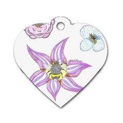 Flower And Insects Dog Tag Heart (two Sides) by okhismakingart