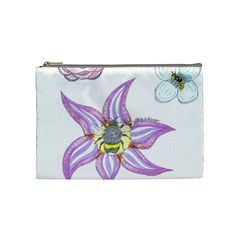 Flower And Insects Cosmetic Bag (medium) by okhismakingart