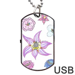 Flower And Insects Dog Tag Usb Flash (one Side) by okhismakingart