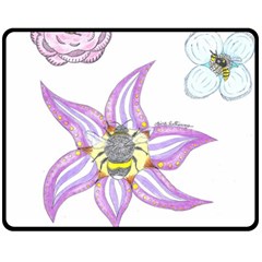 Flower And Insects Double Sided Fleece Blanket (medium)  by okhismakingart