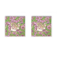 Fluffy Cat In A Garden  Cufflinks (square) by okhismakingart