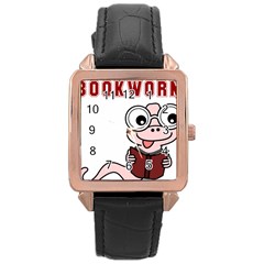 Literal Bookworm Rose Gold Leather Watch  by emeraldwolfpress