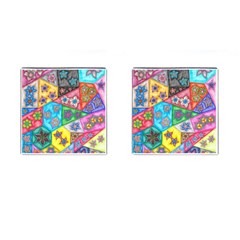 Stained Glass Flowers  Cufflinks (square) by okhismakingart