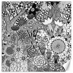 Floral Jungle Black And White Canvas 12  X 12  by okhismakingart