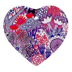 Floral Jungle Purple Heart Ornament (two Sides) by okhismakingart