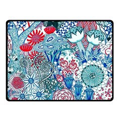 Floral Jungle Blue Double Sided Fleece Blanket (small)  by okhismakingart