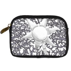 Geometric Flower And Vines 01 Digital Camera Leather Case by okhismakingart