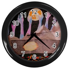 Angel s City Wall Clock (black) by okhismakingart