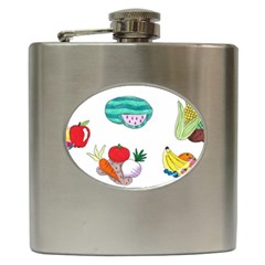 Fruits Veggies Hip Flask (6 Oz) by okhismakingart