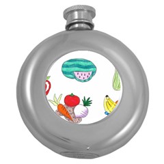 Fruits Veggies Round Hip Flask (5 Oz) by okhismakingart