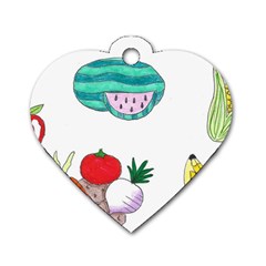 Fruits Veggies Dog Tag Heart (one Side) by okhismakingart