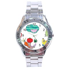 Fruits Veggies Stainless Steel Analogue Watch by okhismakingart