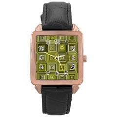 Electric Field Art Xvi Rose Gold Leather Watch  by okhismakingart