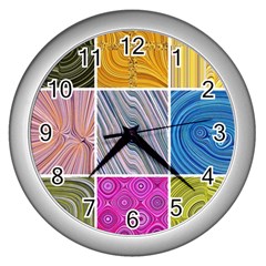 Electric Field Art Collage Ii Wall Clock (silver) by okhismakingart