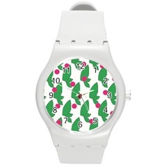 Feuilles Et Pois Round Plastic Sport Watch (m)