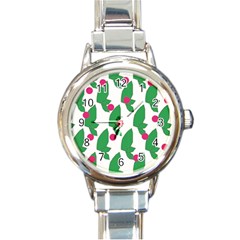 Feuilles Et Pois Round Italian Charm Watch by perlette