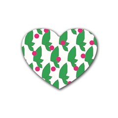 Feuilles Et Pois Rubber Coaster (heart)  by perlette