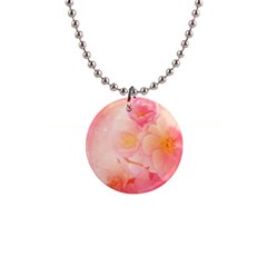 Wonderful Floral Design, Soft Colors 1  Button Necklace by FantasyWorld7