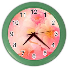 Wonderful Floral Design, Soft Colors Color Wall Clock by FantasyWorld7