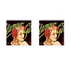 Blonde Bombshell Retro Glamour Girl Posters Cufflinks (square) by StarvingArtisan