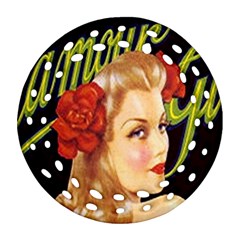 Blonde Bombshell Retro Glamour Girl Posters Round Filigree Ornament (two Sides) by StarvingArtisan