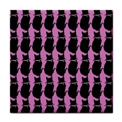 Cat Silouette Pattern Pink Tile Coasters by snowwhitegirl