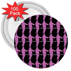 Cat Silouette Pattern Pink 3  Buttons (100 Pack)  by snowwhitegirl