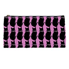 Cat Silouette Pattern Pink Pencil Cases