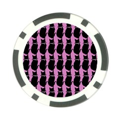 Cat Silouette Pattern Pink Poker Chip Card Guard (10 Pack) by snowwhitegirl