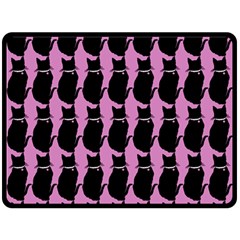 Cat Silouette Pattern Pink Fleece Blanket (large)  by snowwhitegirl