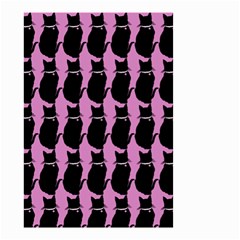 Cat Silouette Pattern Pink Small Garden Flag (two Sides) by snowwhitegirl