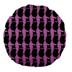 Cat Silouette Pattern Pink Large 18  Premium Flano Round Cushions by snowwhitegirl