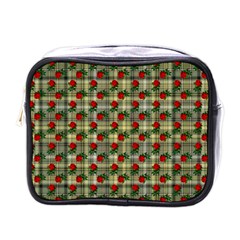 Roses Yellow Plaid Mini Toiletries Bag (one Side)